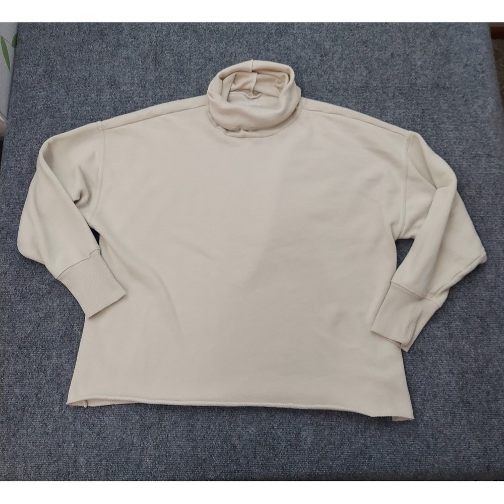 Aerie Sweatshirt‎ Womens Medium Cream Beige Turtle Neck Funnel Boxy Oversized